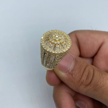 14K Circle Web Diamond Baguette Ring
