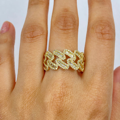 10K Chubby Cuban Link Diamond Ring