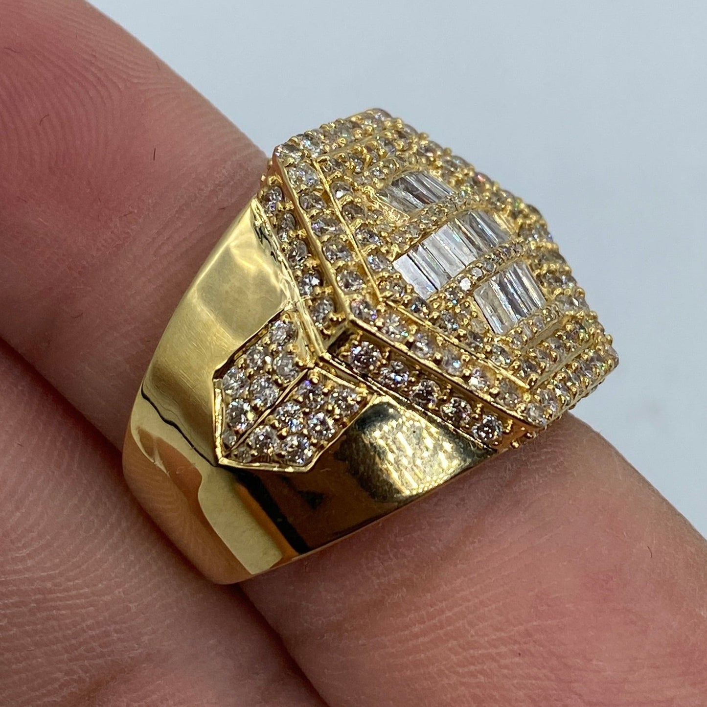 14K Hexagon Diamond Baguette Ring
