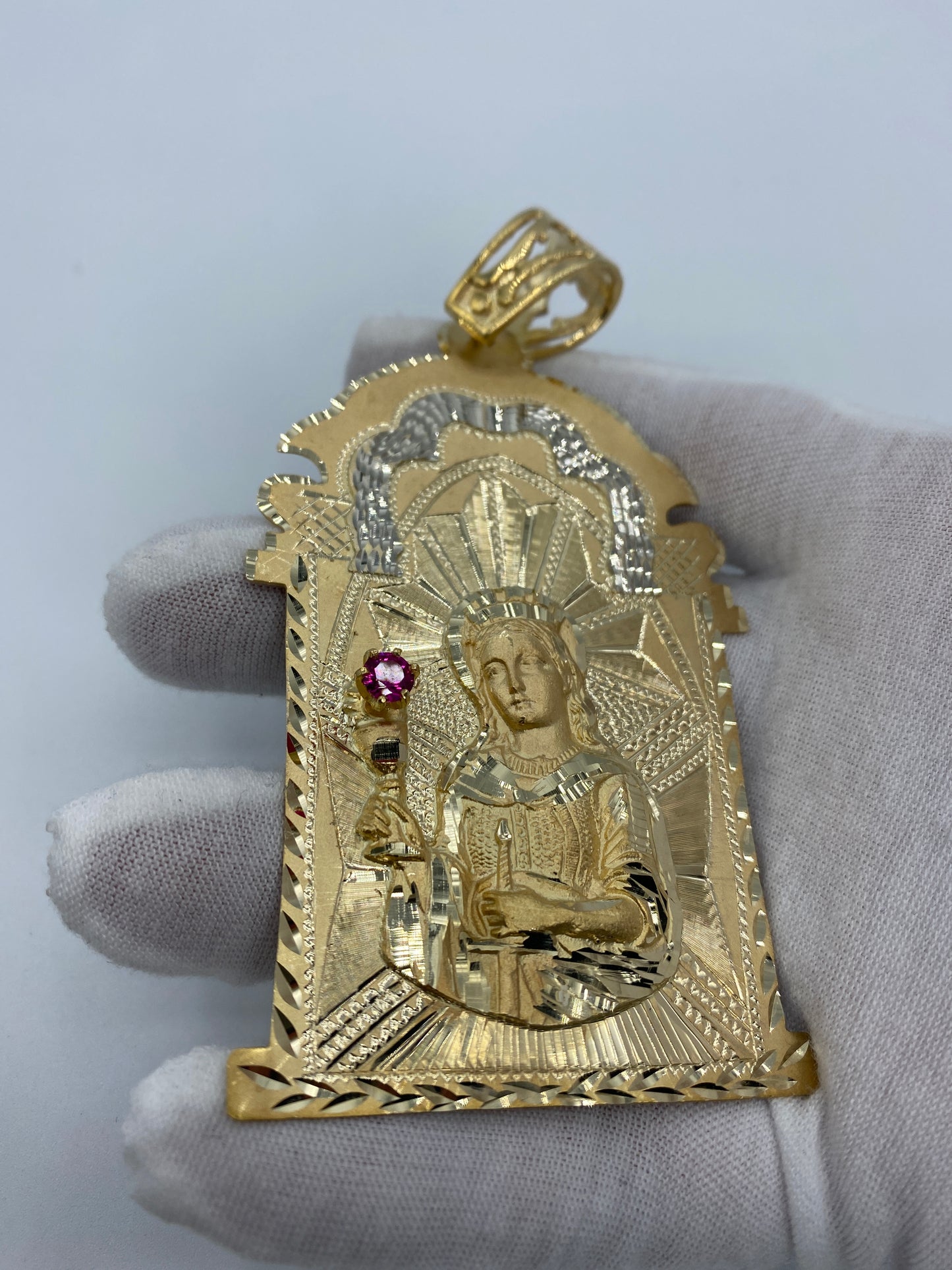 10K Saint Barbara Pendant - 4.25"