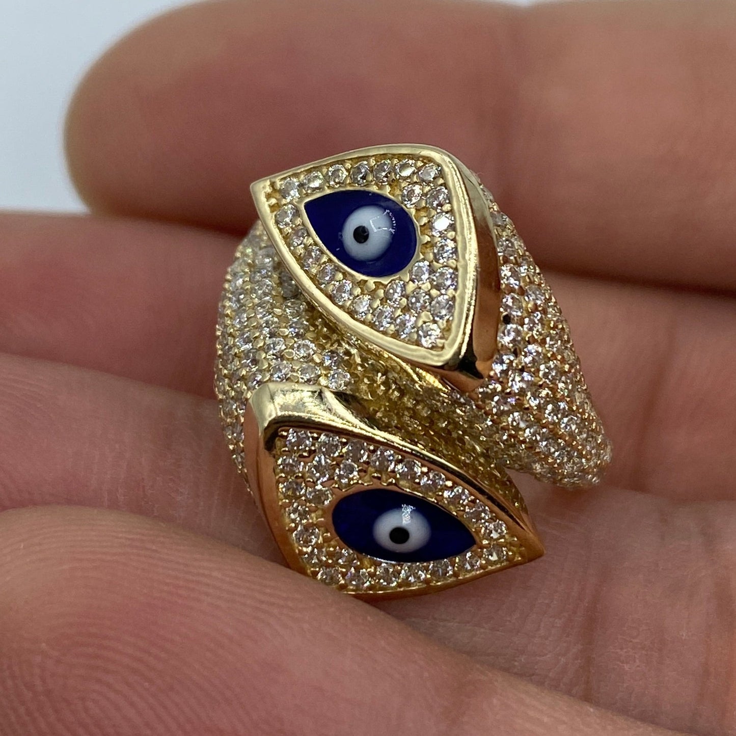 14K Evil Eye Serpent Ring