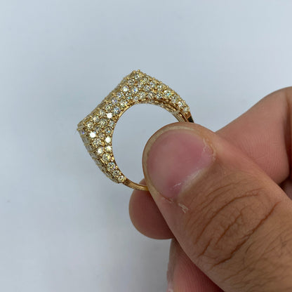 14K Rectangle Ice Diamond Ring