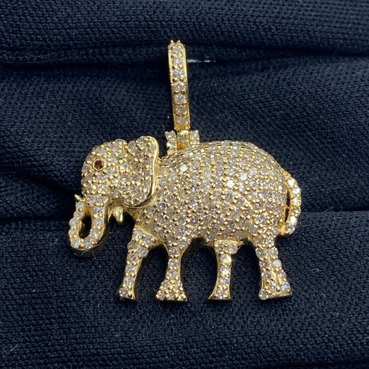 10K Elephant Diamond Pendant 1.8ct