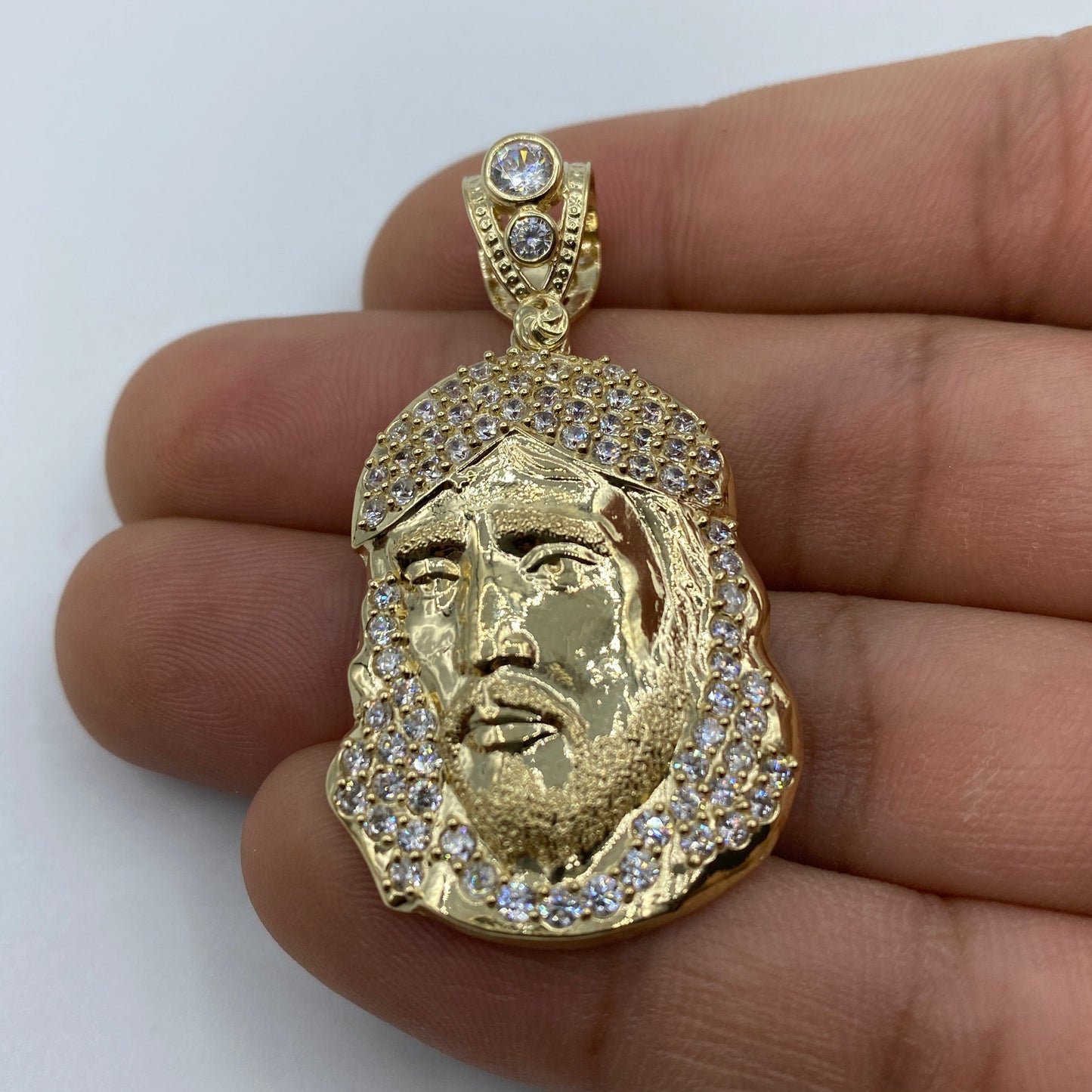 14K Jesus Head Pendant 1.9"