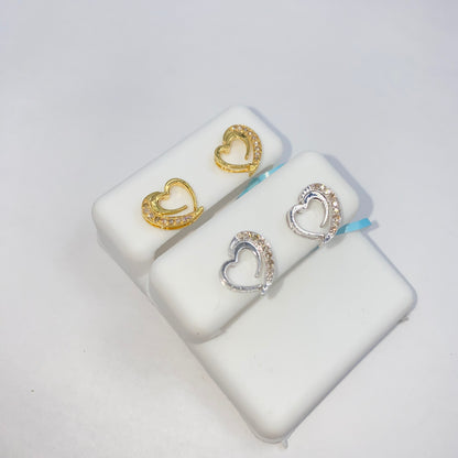14K Protect Heart Diamond Earrings
