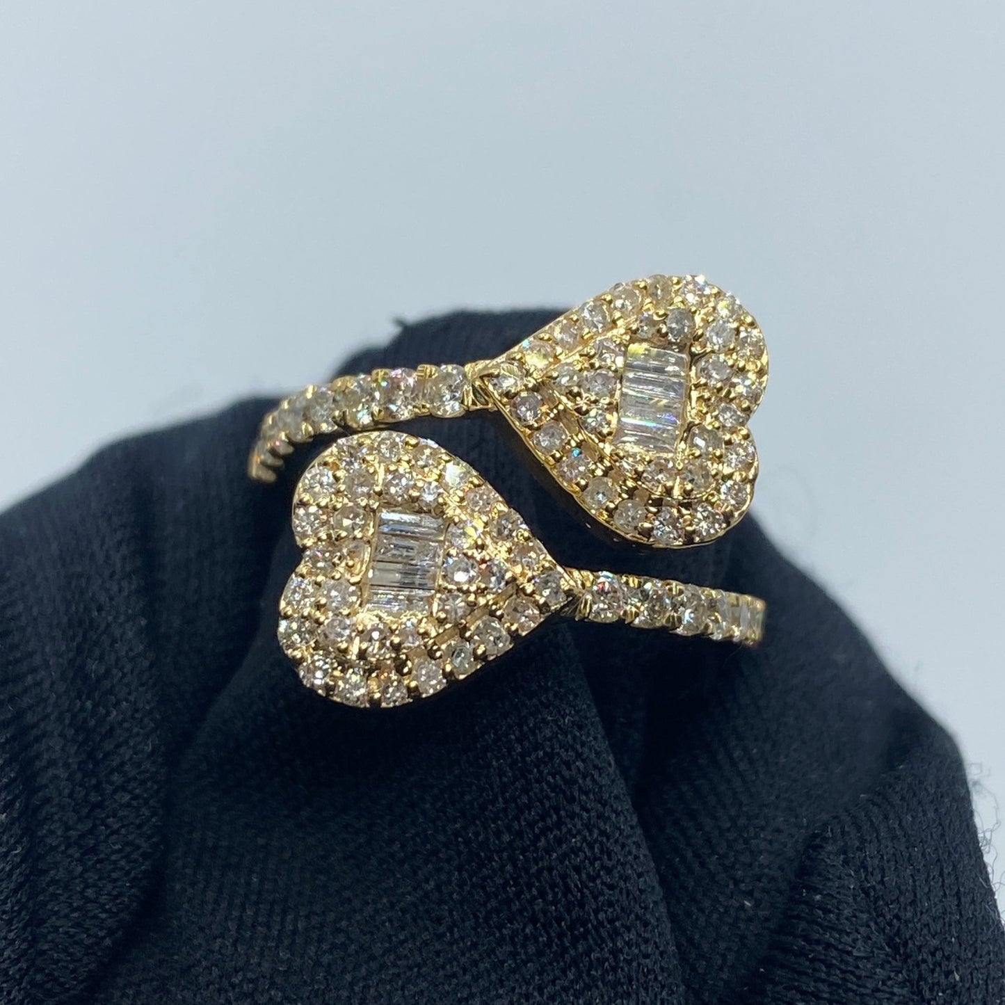 14K Heart Bangle Diamond Ring