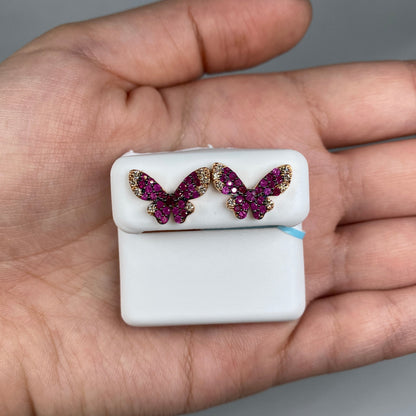 14K Large Purple Butterfly Diamond Earrings