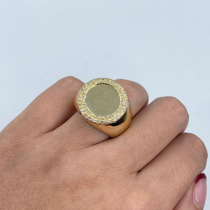 10K Circle Photo Diamond Ring