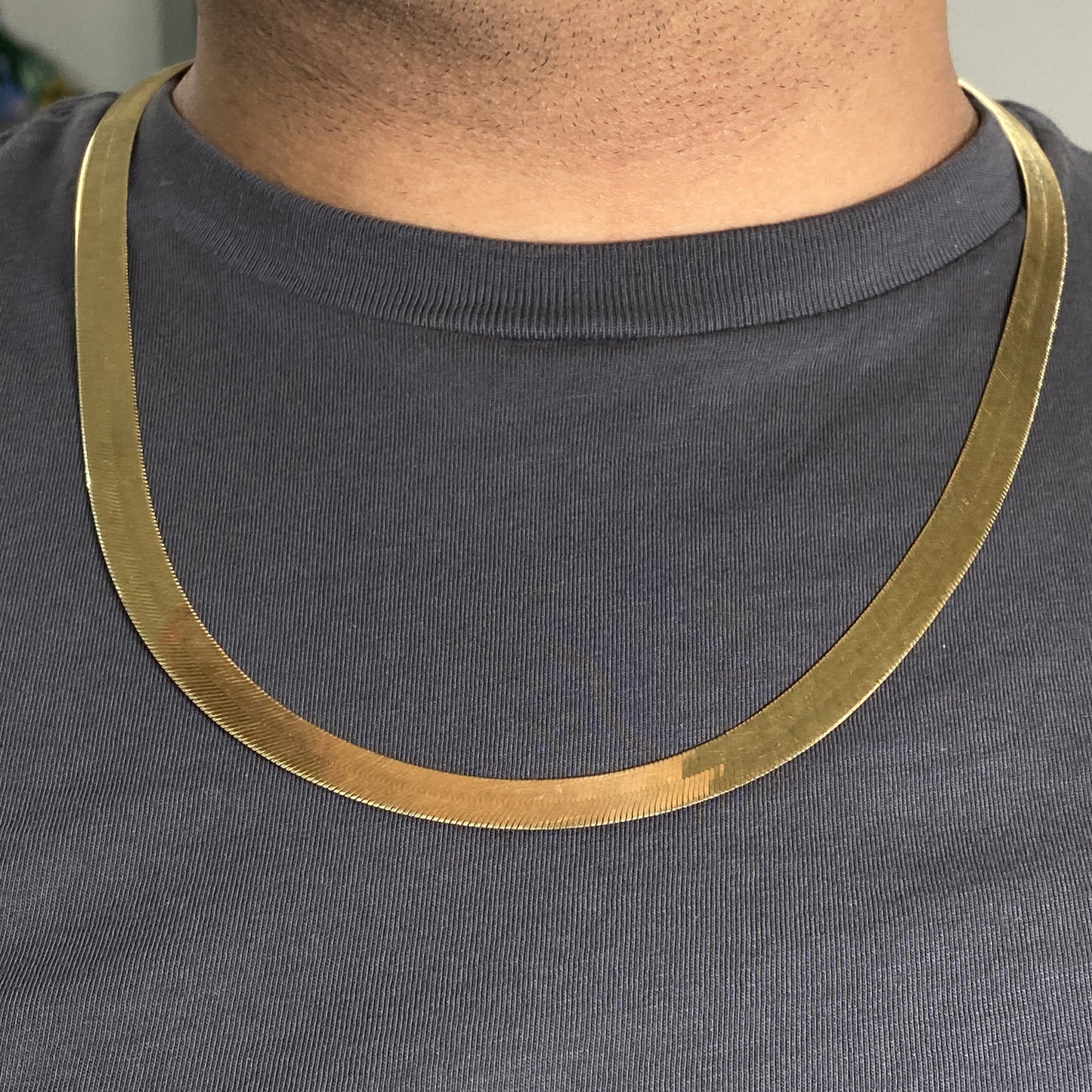 10K 9MM Herringbone Chain Necklace 24"
