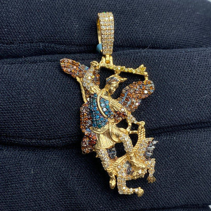 14K Saint Michael Color Diamond Pendant