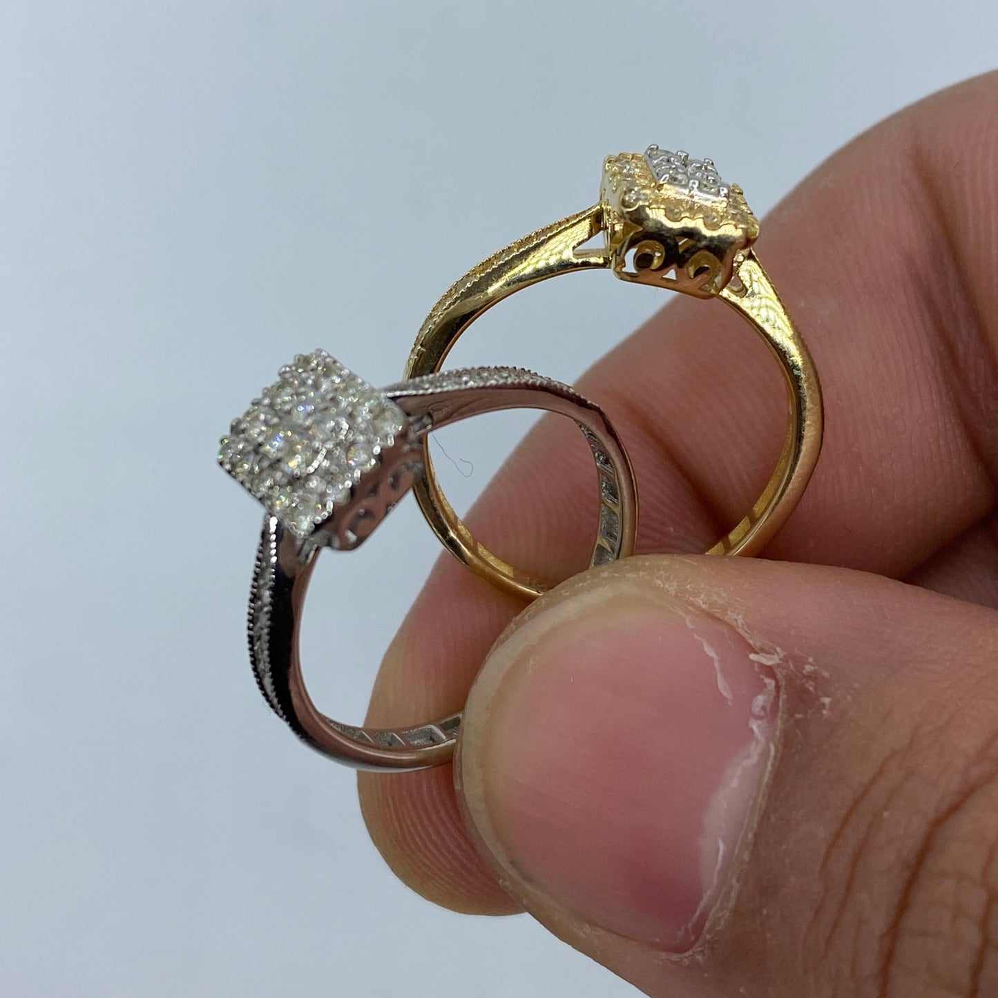 14K Rectangle Diamond Engagement Ring