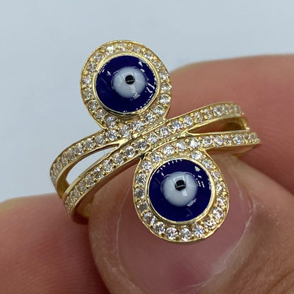 14K Twin Evil Eye Ring