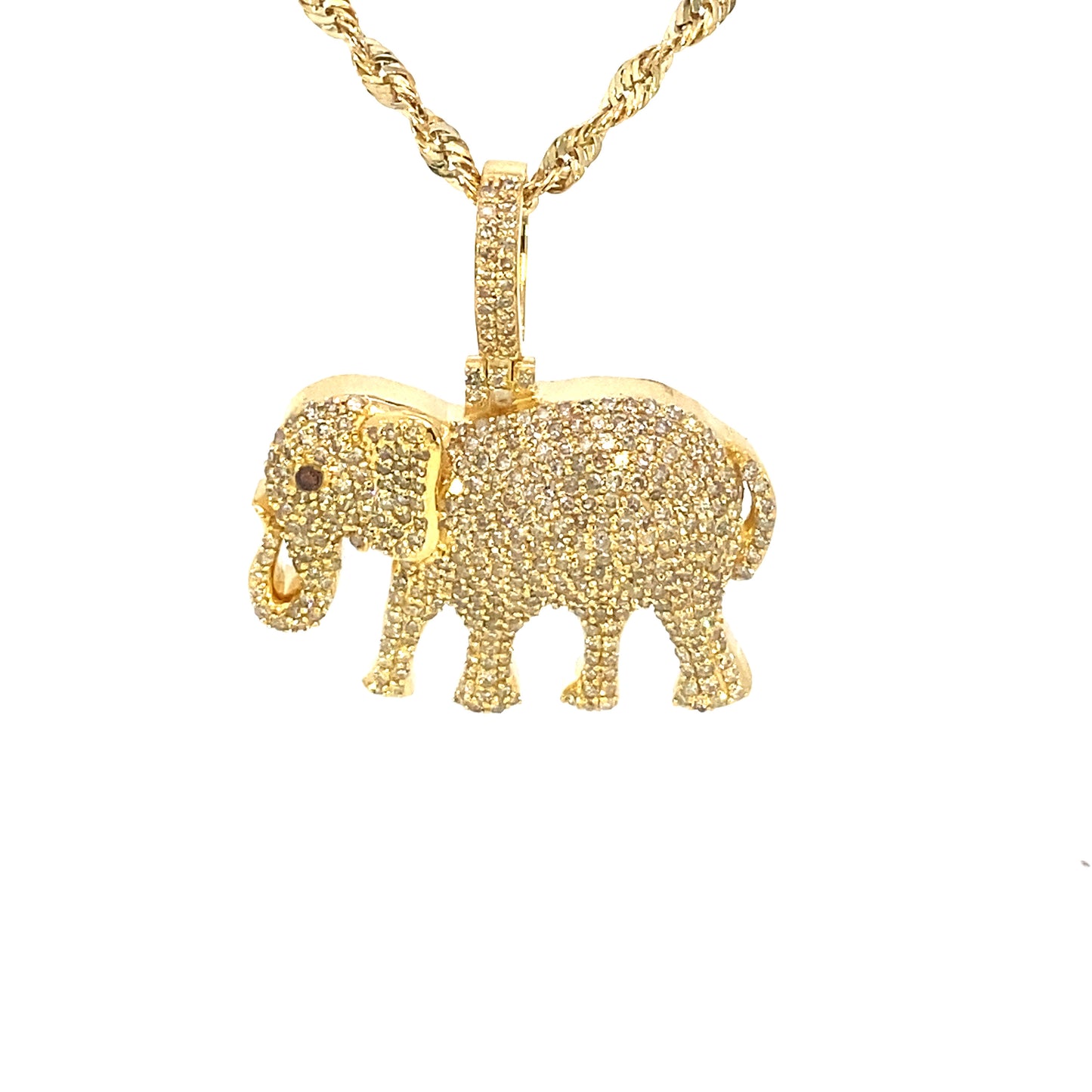 14K Elephant Diamond Pendant