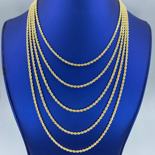 10K Yellow Gold 3.5MM Rope Chain 16-24"