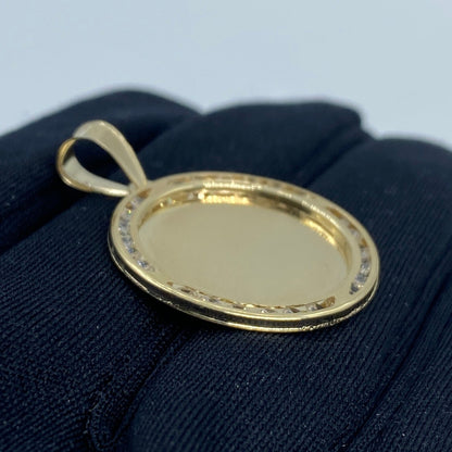 10K Circle Picture Photo Pendant