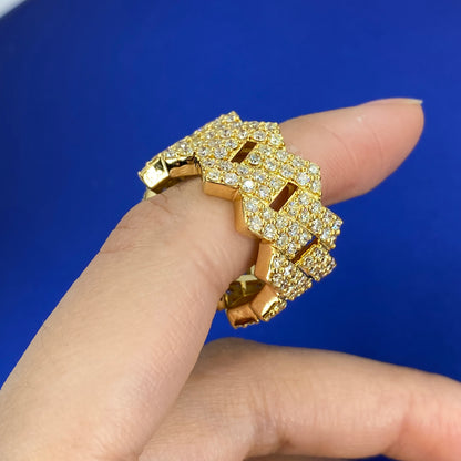 14K Cuban Link Eternity Diamond Ring