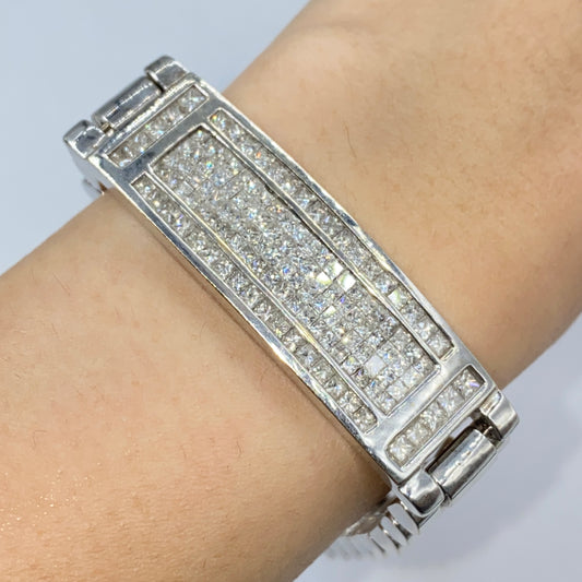 14K Watch Strap Square Cut Diamond Bracelet 8"