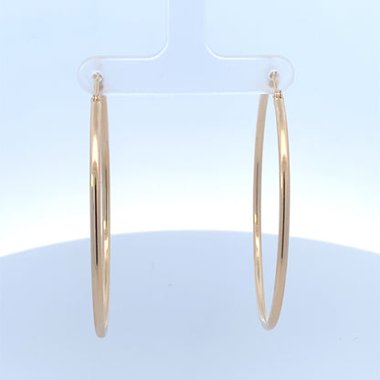 14K Gold Large 2MM Hoop Earrings