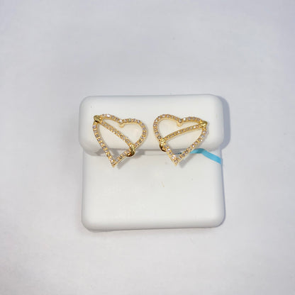 14K Love Planet Heart Diamond Earrings