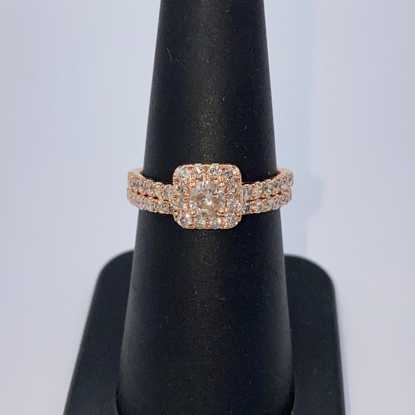 14K Marilyn Square Halo Stack Diamond Engagement Ring