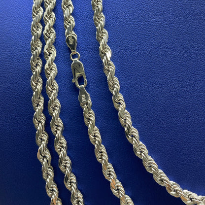 10K 4.7MM Rope Chain in White Gold 18-24"