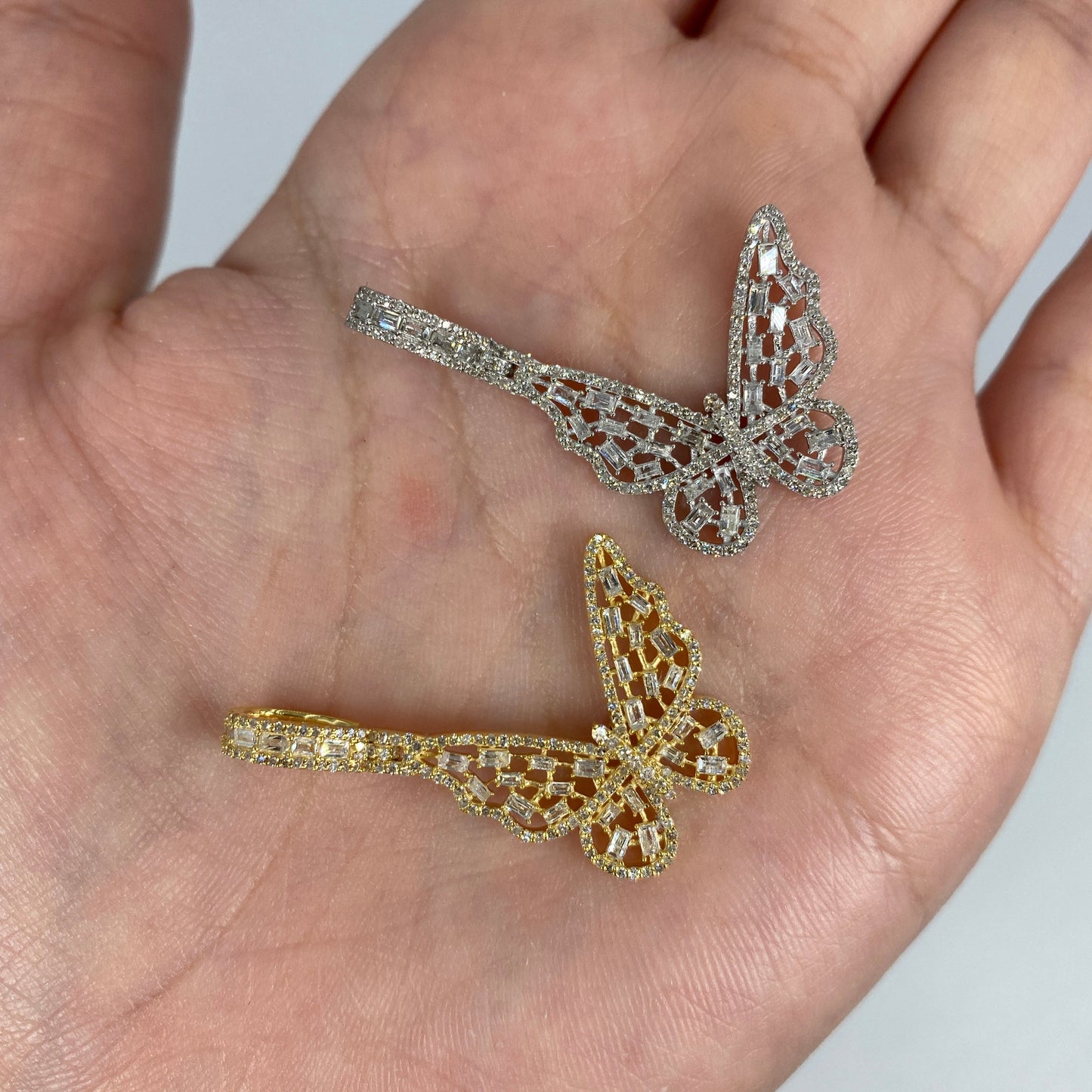 14K Butterfly Diamond Baguette Pendant