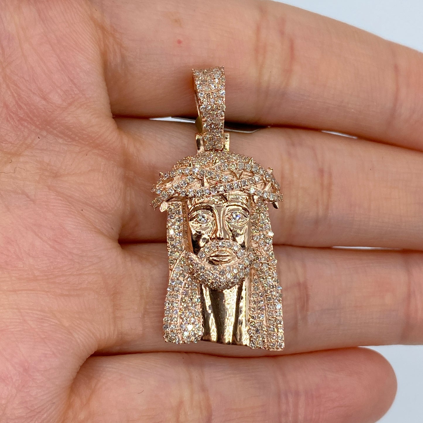 10K/14K Jesus Head Diamond Pendant