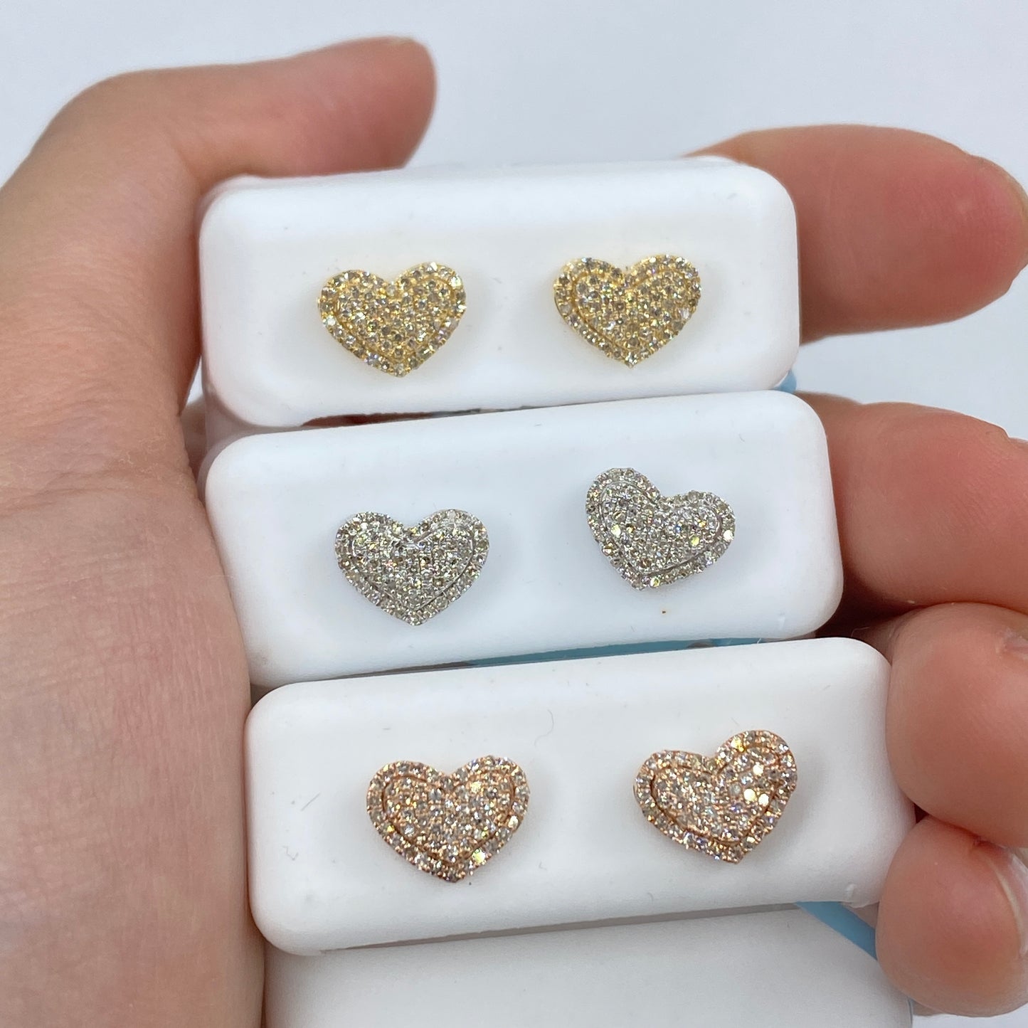 14K Icy Heart Halo Diamond Earrings