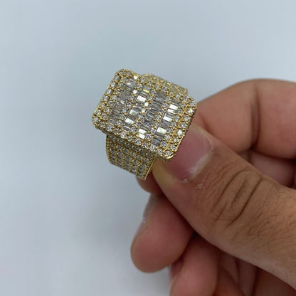 14K Rectangle Diamond Baguette Ring 5.65ct