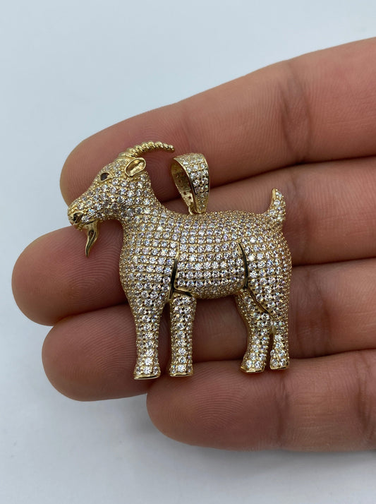 14K Goat Diamond Pendant 1.6"