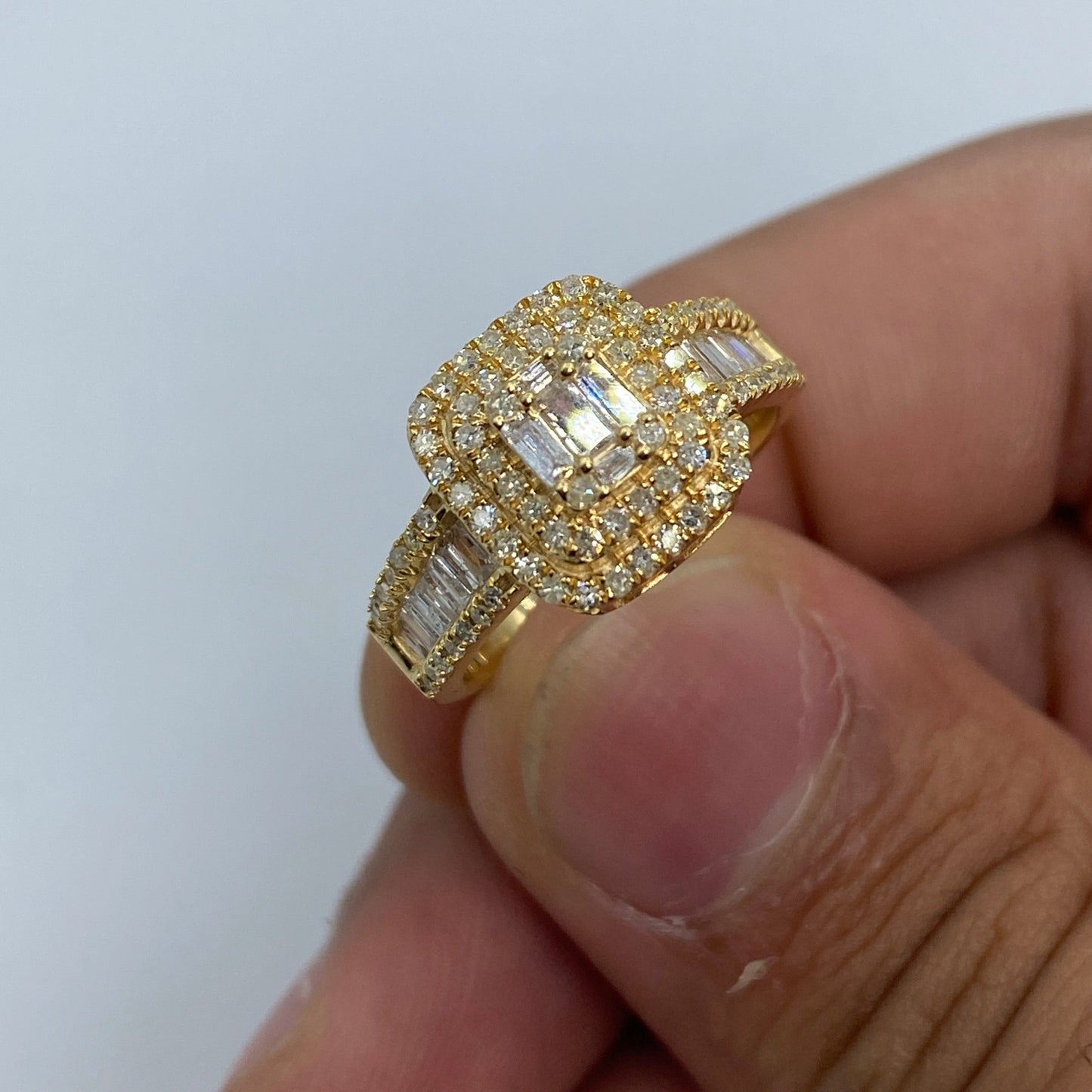 14K Square Diamond Baguette Engagement Ring