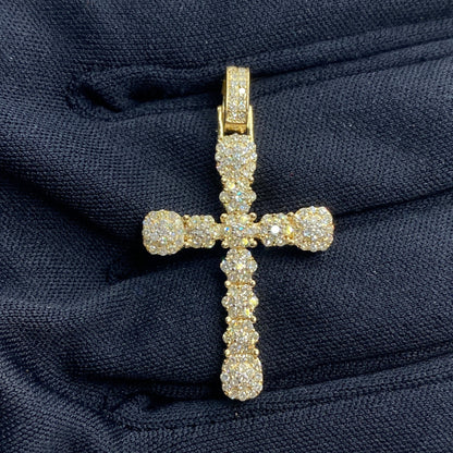 10K Flower Cross Diamond Pendant