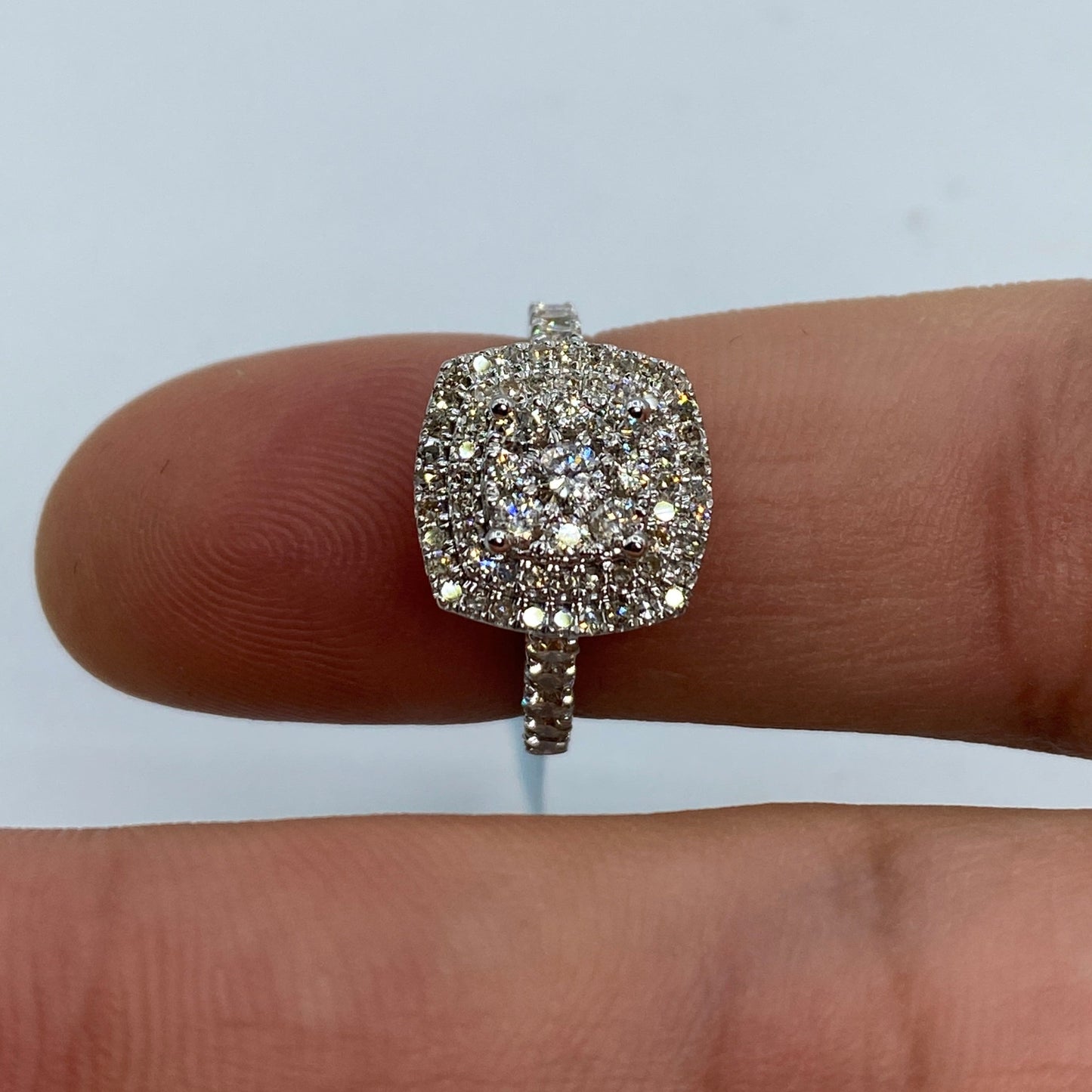 14K Large 3D Square Diamond Engagement Ring