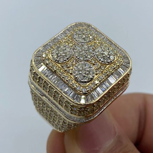 14K Jumbo Square Tower Diamond Baguette Ring