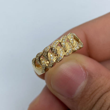 10K Cuban Link Diamond Ring (7mm)