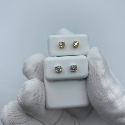 14K Round Square Diamond Earrings