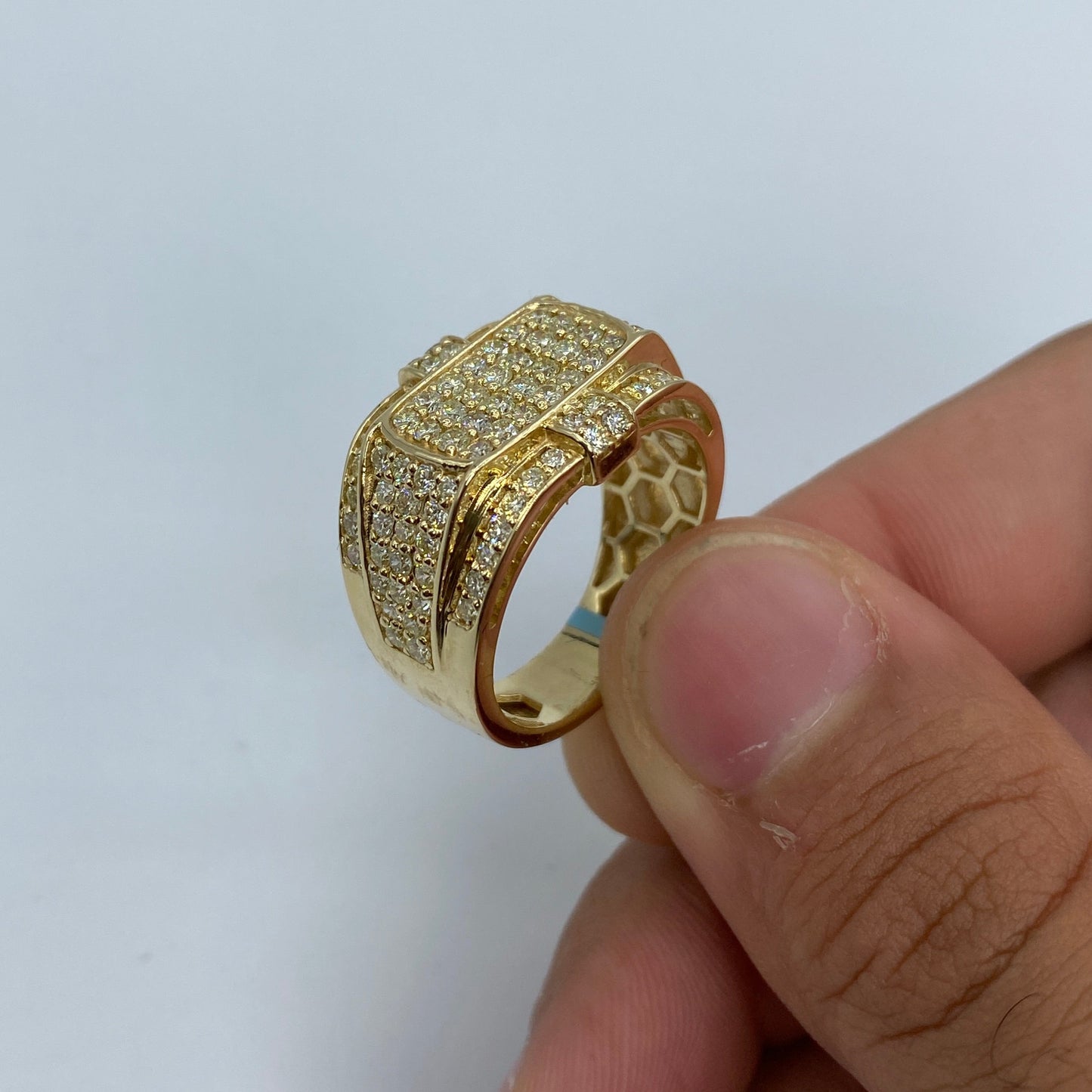 14K Rectangle Egyptian Diamond Ring