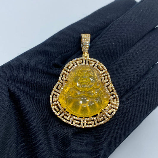 14K Laughing Buddha Diamond Pendant