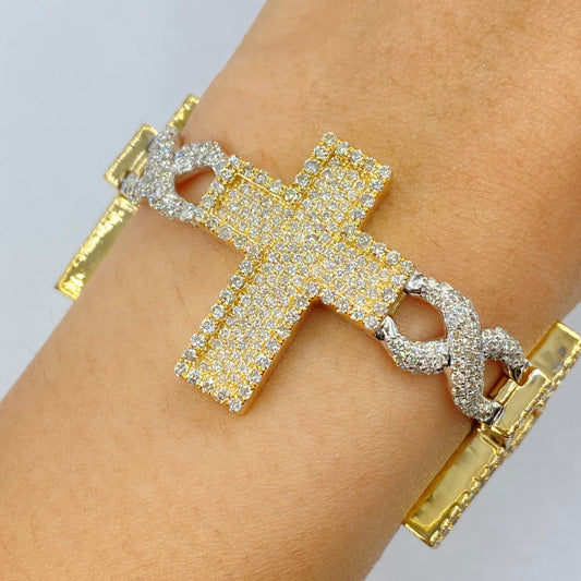14K Infinity Cross Diamond Bracelet