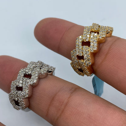 14K Gold 11MM Cuban Link Diamond Ring