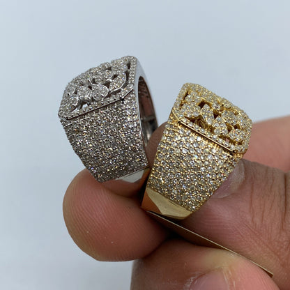 10K Floral Square Diamond Ring