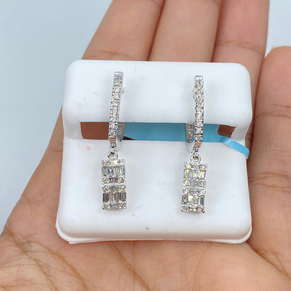 14K Rococo Diamond Baguette Dangling Earrings