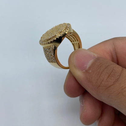 14K Circle Diamond Baguette Ring