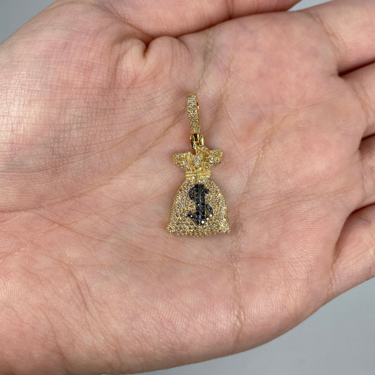 10K Money Bag Diamond Pendant