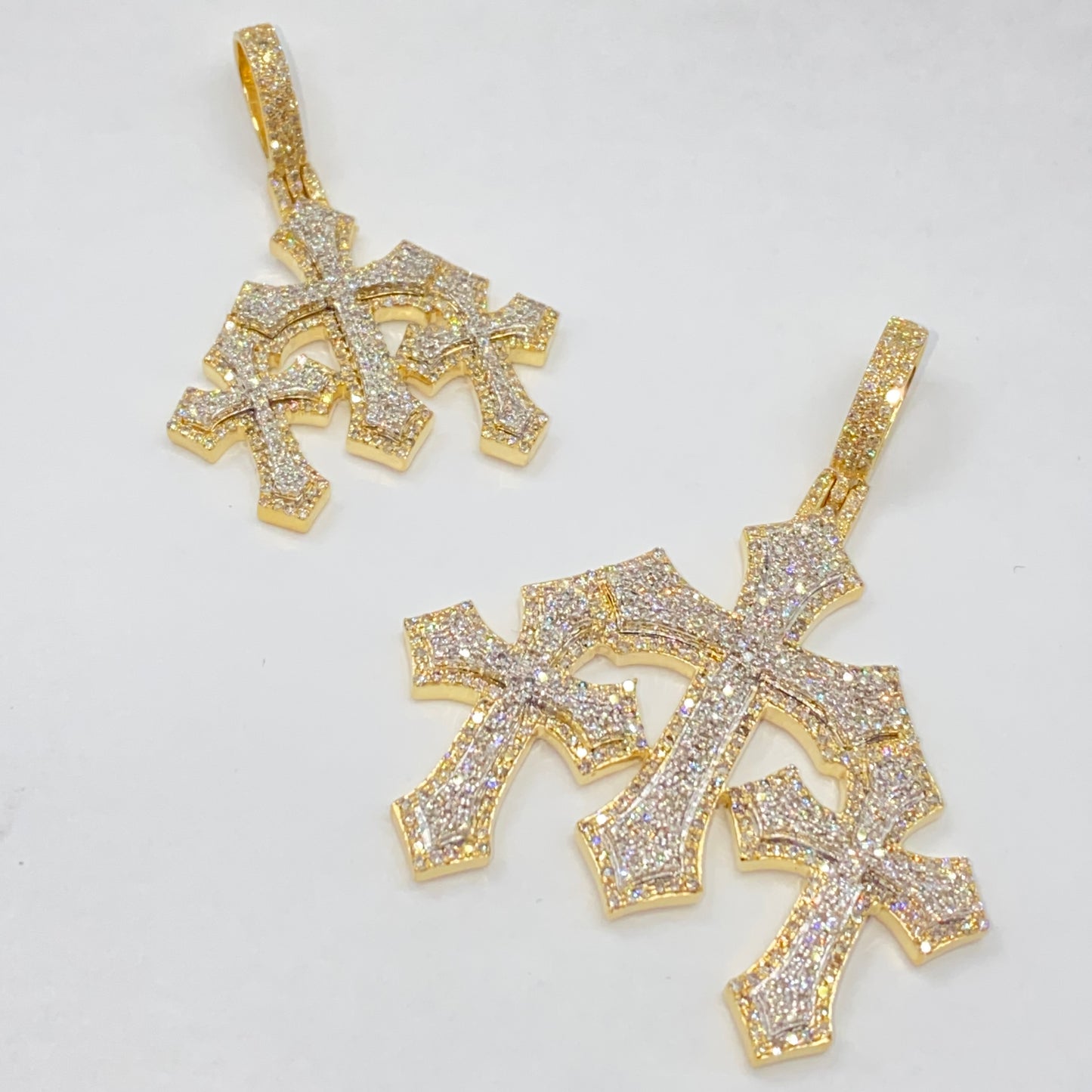 10K Trinity Cross Diamond Pendant