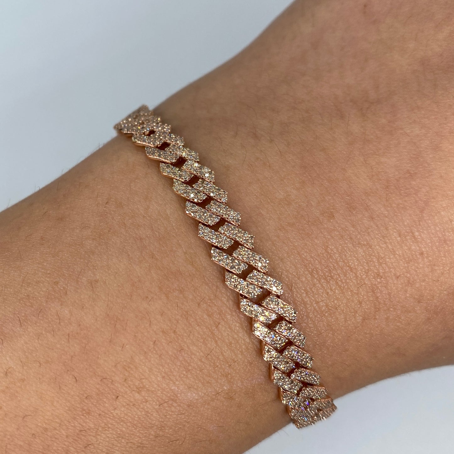 14K 6.5MM Cuban Link Diamond Bracelet 7-8"