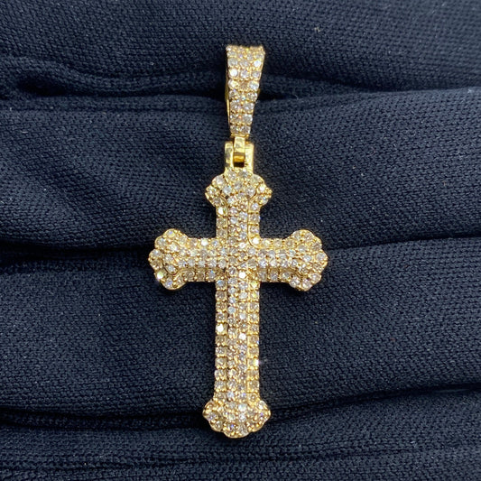 10K Trefoil Cross Diamond Pendant