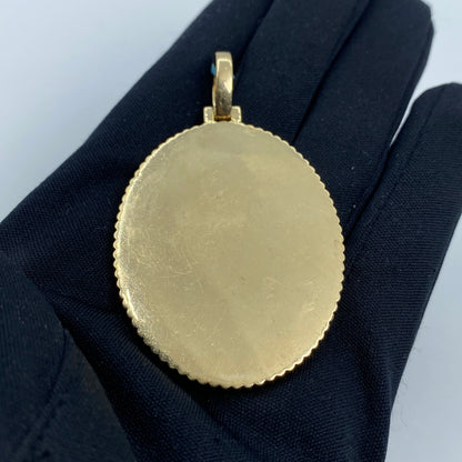 14K Oval Diamond Picture Photo Pendant