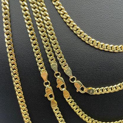 14K Gold 4MM Miami Cuban Link Chain 16-24”