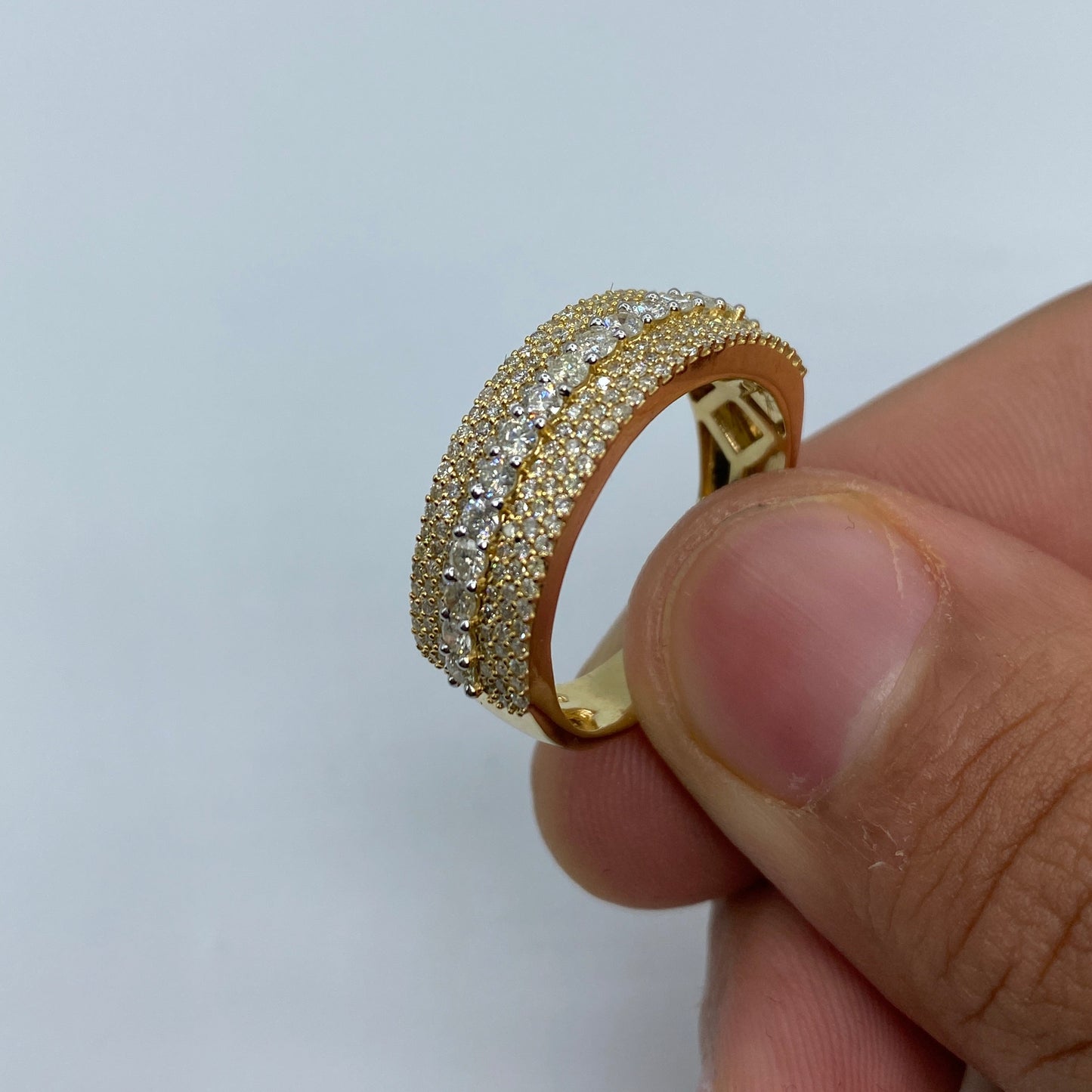 14K Big Stone Band Diamond Ring